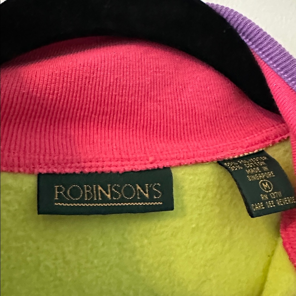 Vibrant Green and Pink Quarter-Zip Pullover - Picture 5 of 6